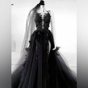 Gothic Vintage Black Dress- Royce Bridal